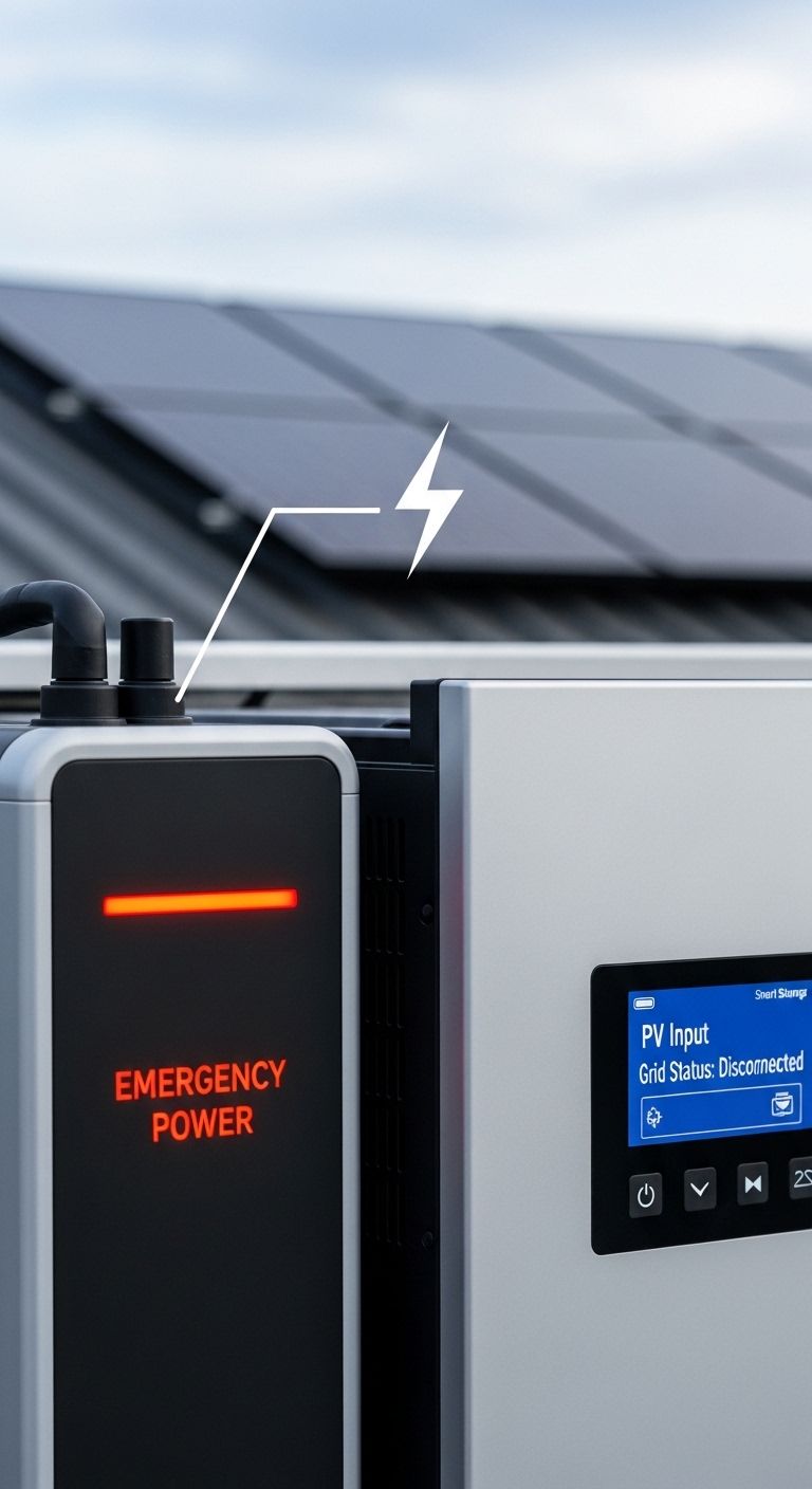 Schematischer Aufbau eines Inselbetrieb-PV-Systems