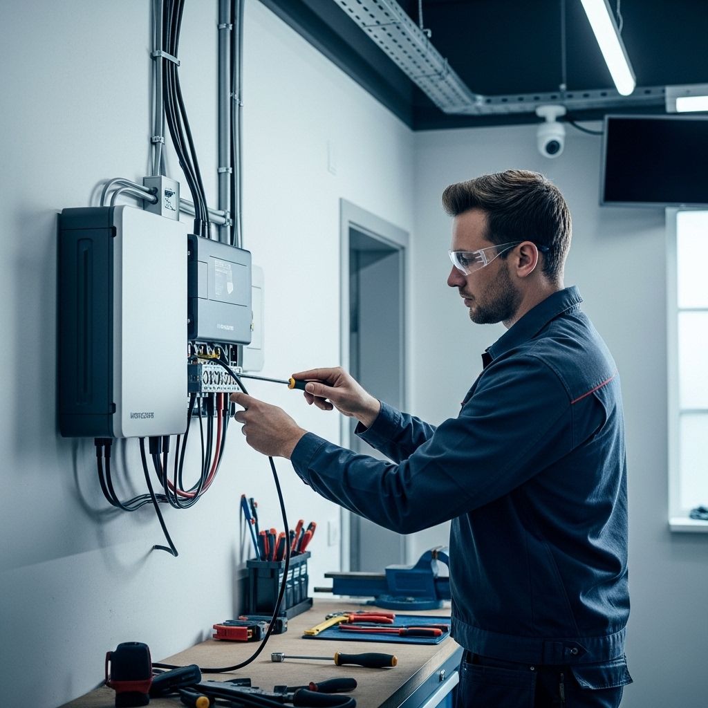 Montage eines Kompaktspeichers durch Elektriker
