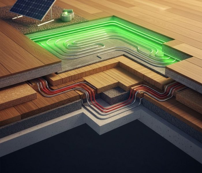 Nachhaltiger Bodenbelag in einem energieoptimierten Gebäude