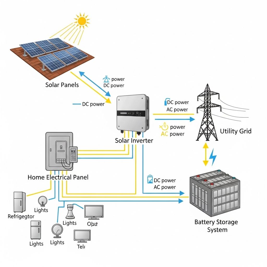 Schema Funktionsweise PV-Batteriespeicher