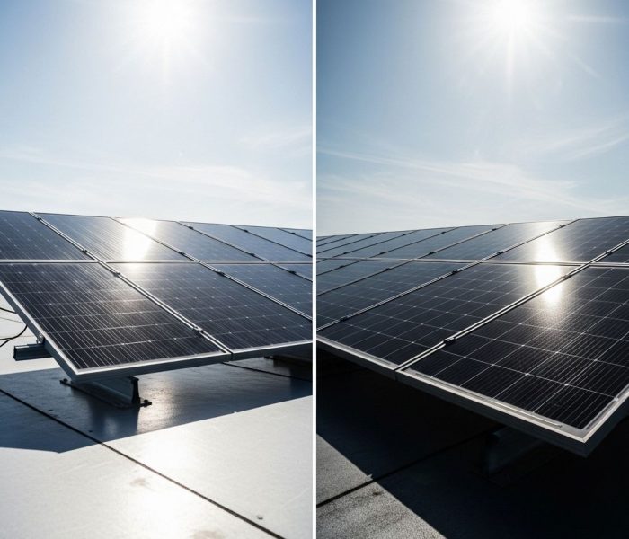 Moderne bifaziale Solarmodule auf einem Wohnhausdach