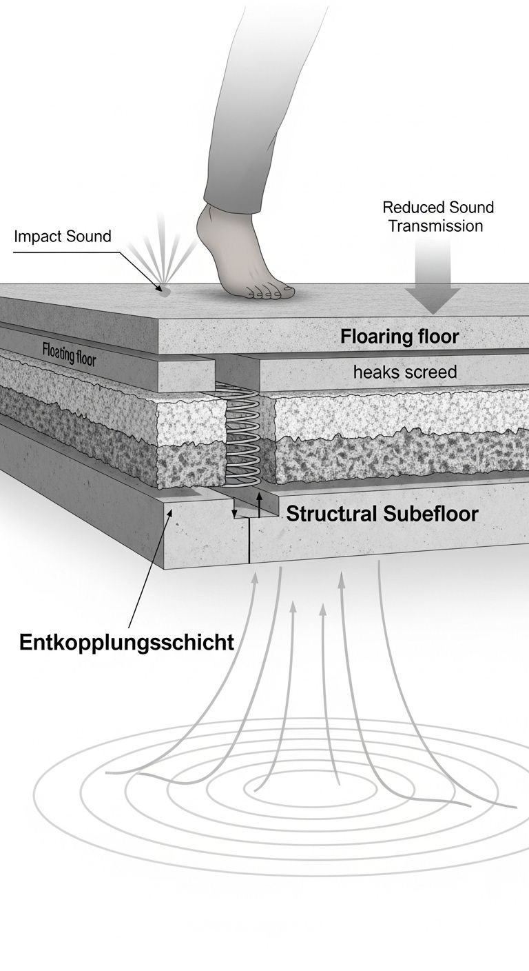 Mehrschichtiger Bodenaufbau mit Dämmschicht und schwimmendem Estrich
