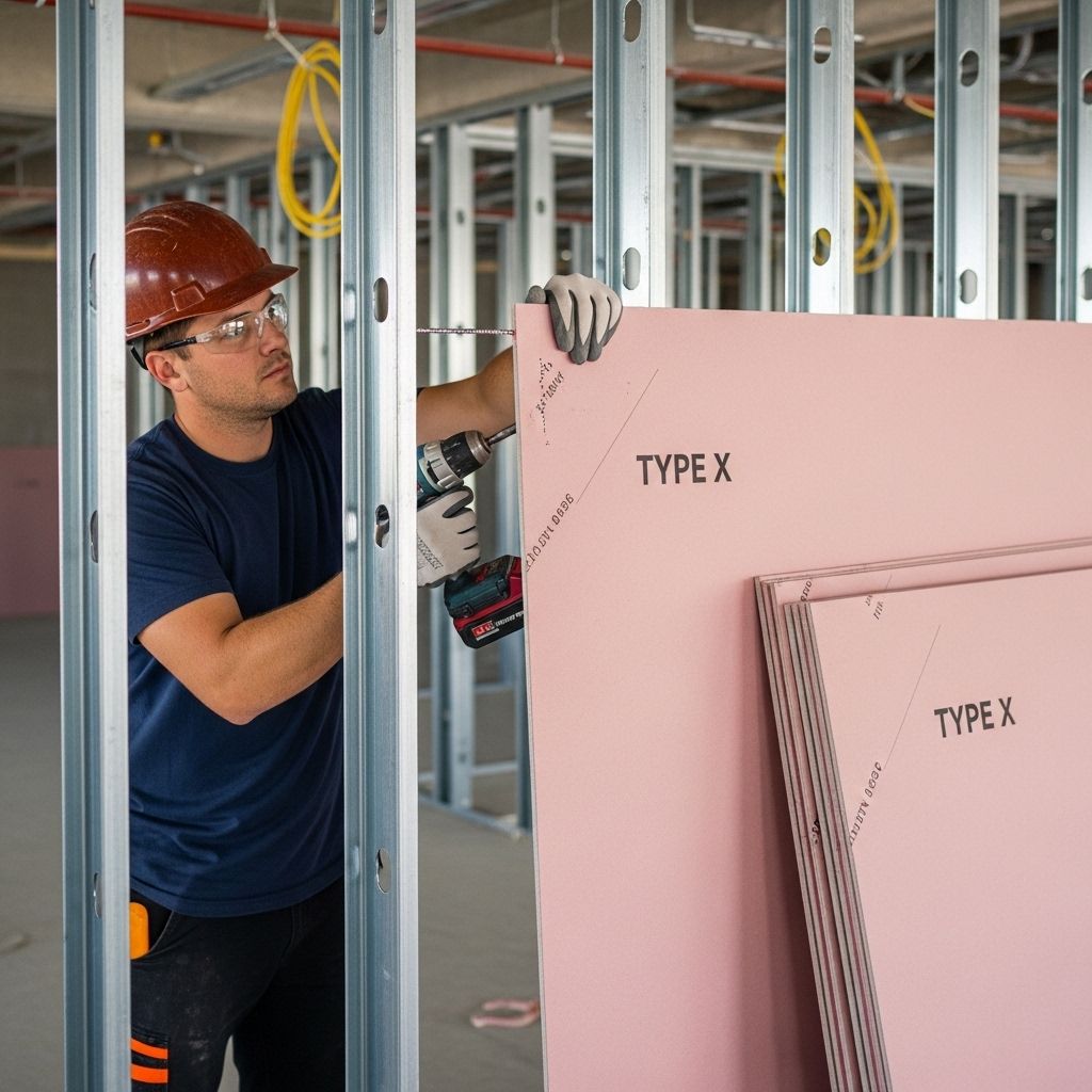 Fachgerechte Montage einer Brandschutzwand im Trockenbau durch qualifizierte Handwerker