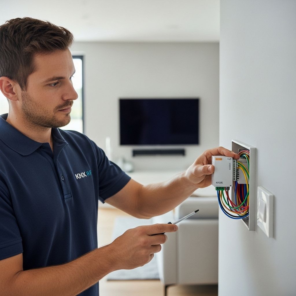 Fachmann installiert KNX RF Smart Home System