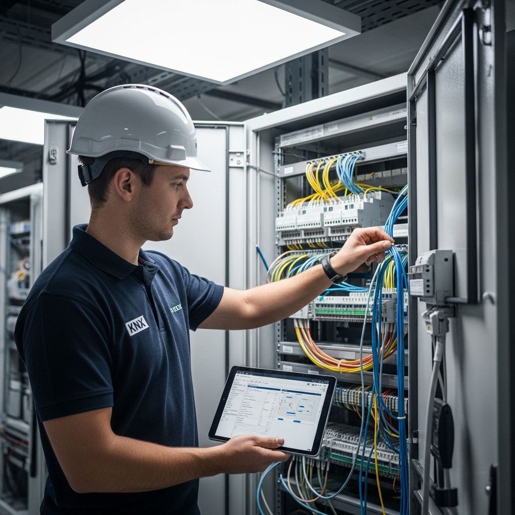 Fachmann installiert KNX Secure System in einem Smart Home