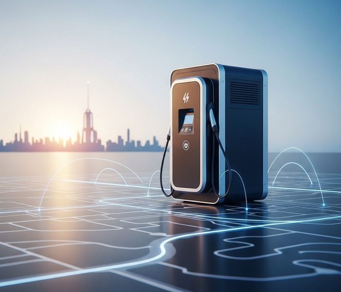 Portable Wallbox im Kofferraum eines E-Autos für mobile Ladung unterwegs