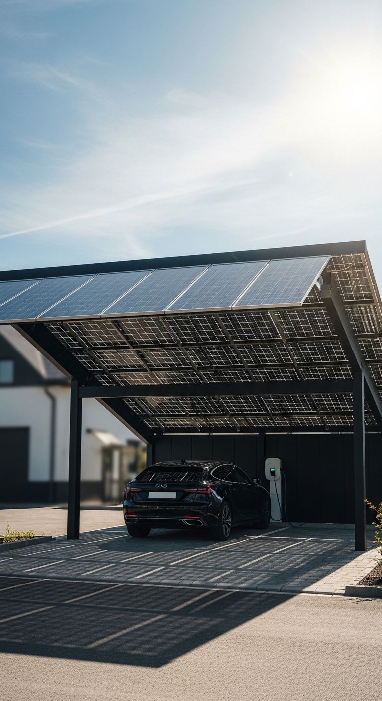 PV-Carport mit E-Auto Ladestation und Solaranlage