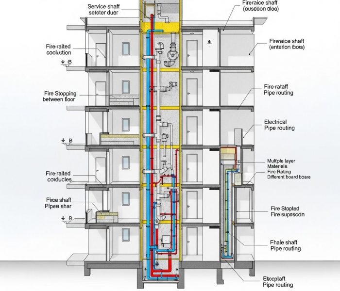 Schachtwand Trockenbau in einem modernen Wohngebäude