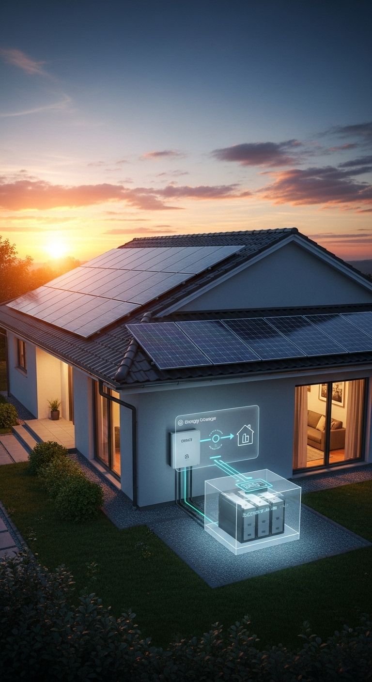 Second-Life Batterie-Speicher im Hauswirtschaftsraum eines Einfamilienhauses
