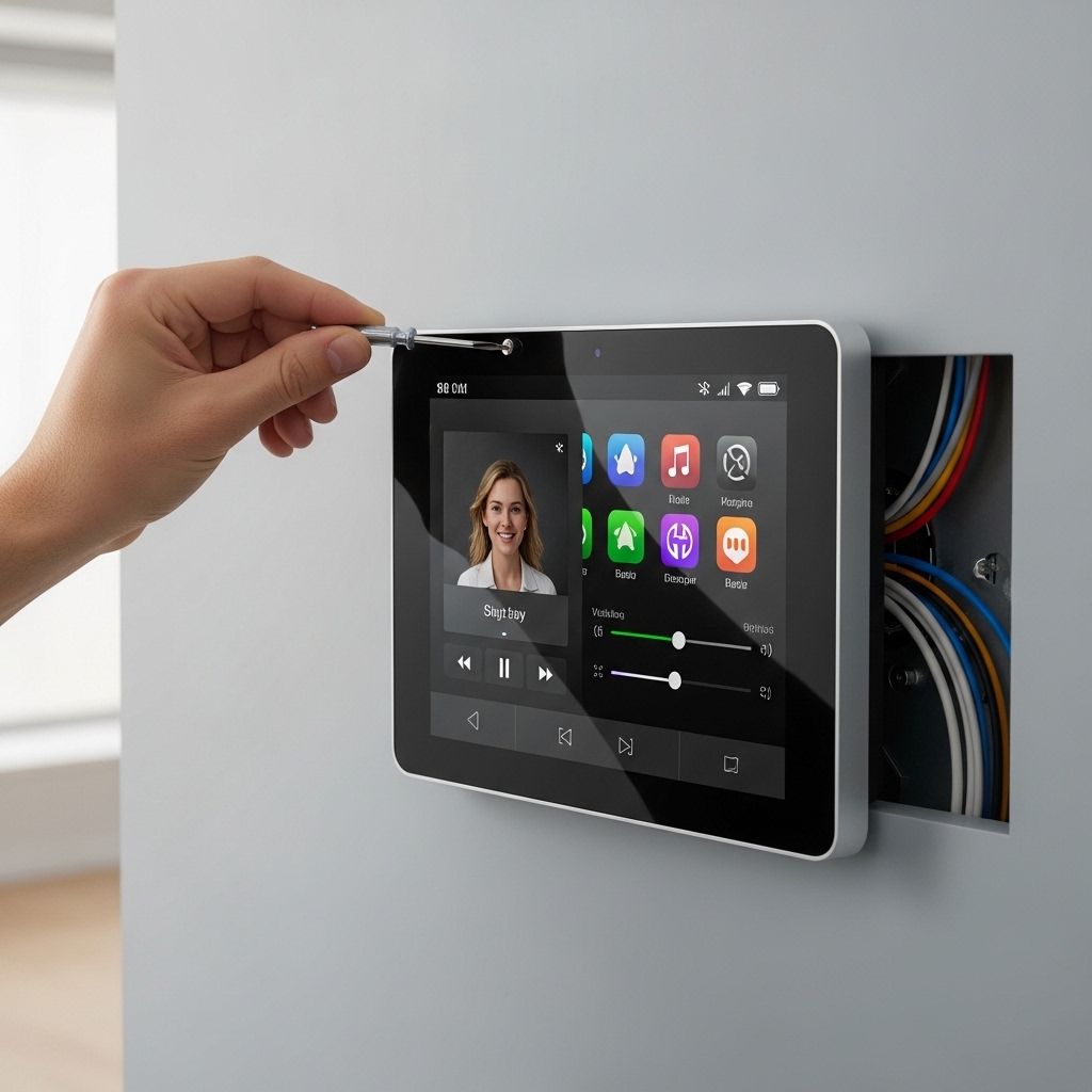 Smart Home Audio Steuerung mit Touchpanel in Wohnzimmer
