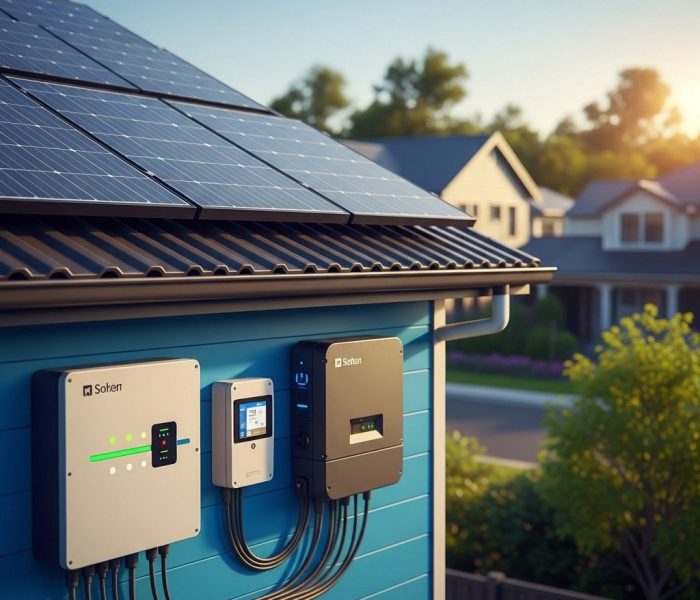 Solaranlage auf Einfamilienhaus mit AC-gekoppeltem Speichersystem