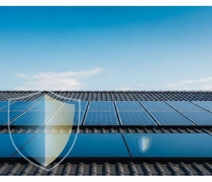 Photovoltaikanlage auf einem modernen Einfamilienhaus mit Speichersystem