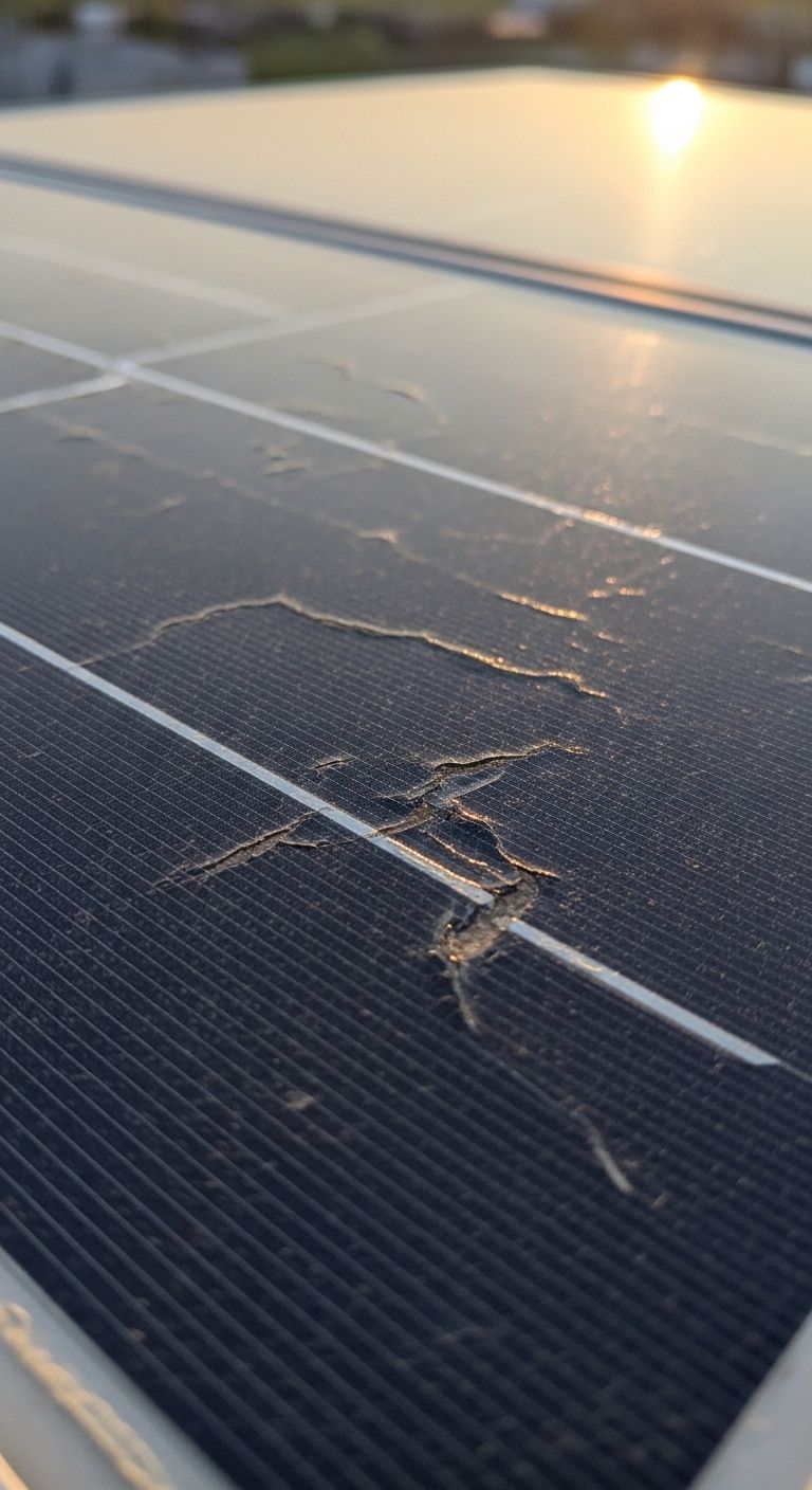 Solarzellen unter dem Mikroskop mit Alterungserscheinungen