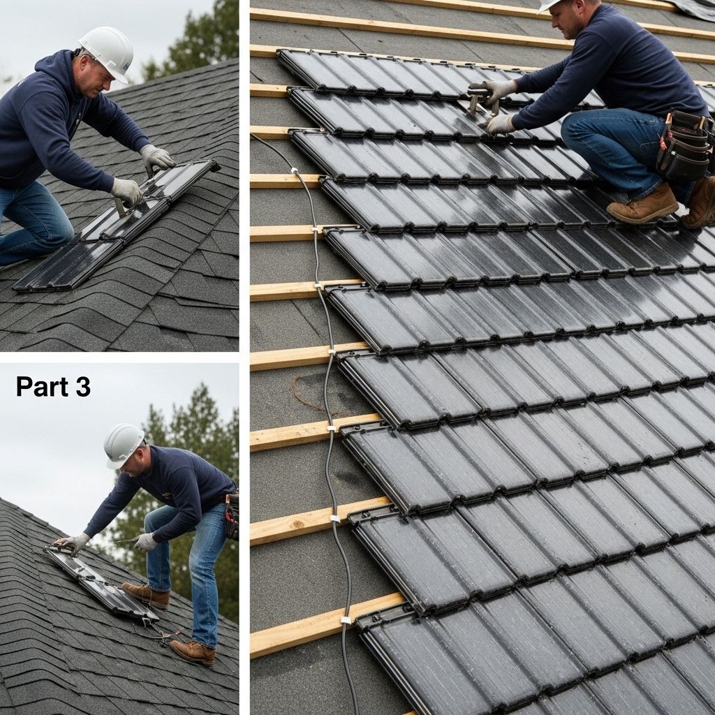 Schritt-für-Schritt-Installation von Solarziegeln auf einem Einfamilienhausdach