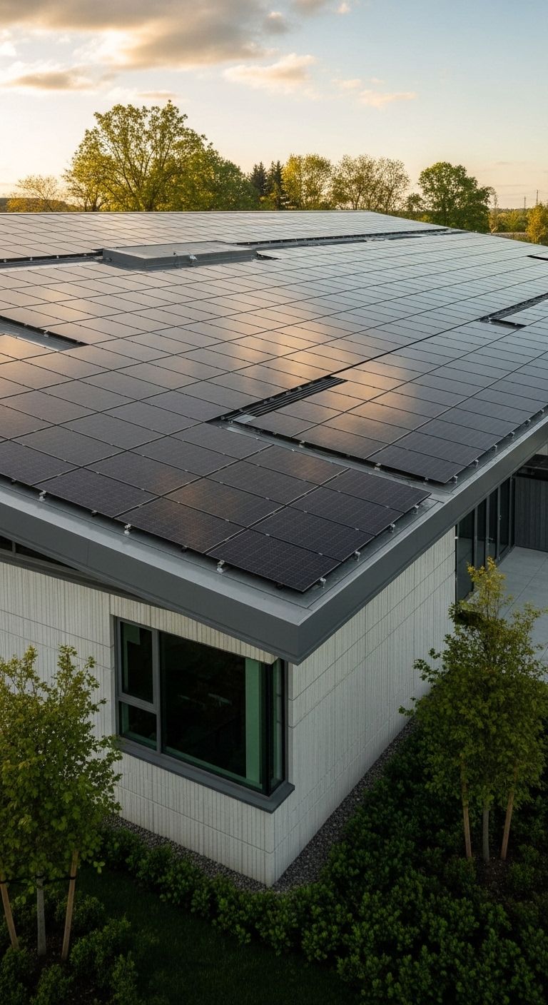 Installation von Solarziegeln auf einem modernen Dach mit integrierter Photovoltaik