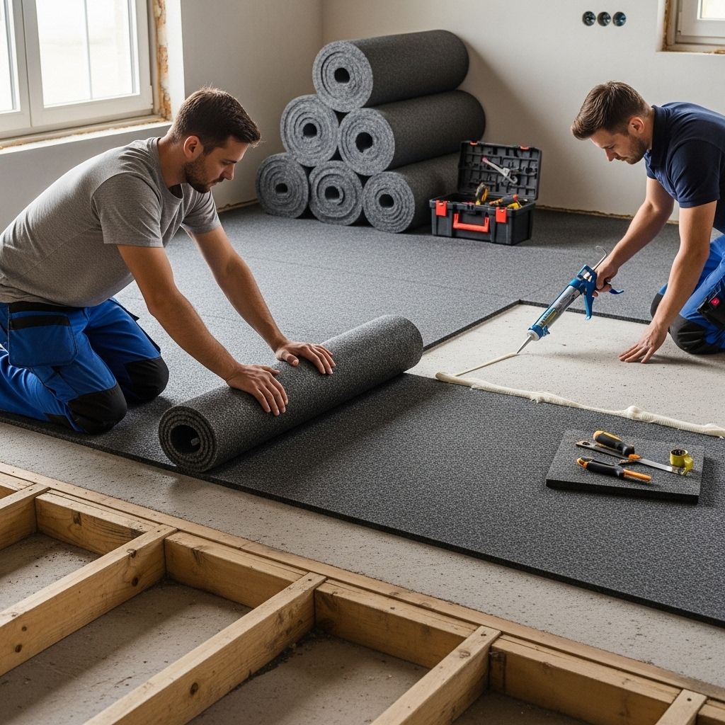 Trittschallschutz-Dämmung zwischen Estrich und Rohbeton-Decke