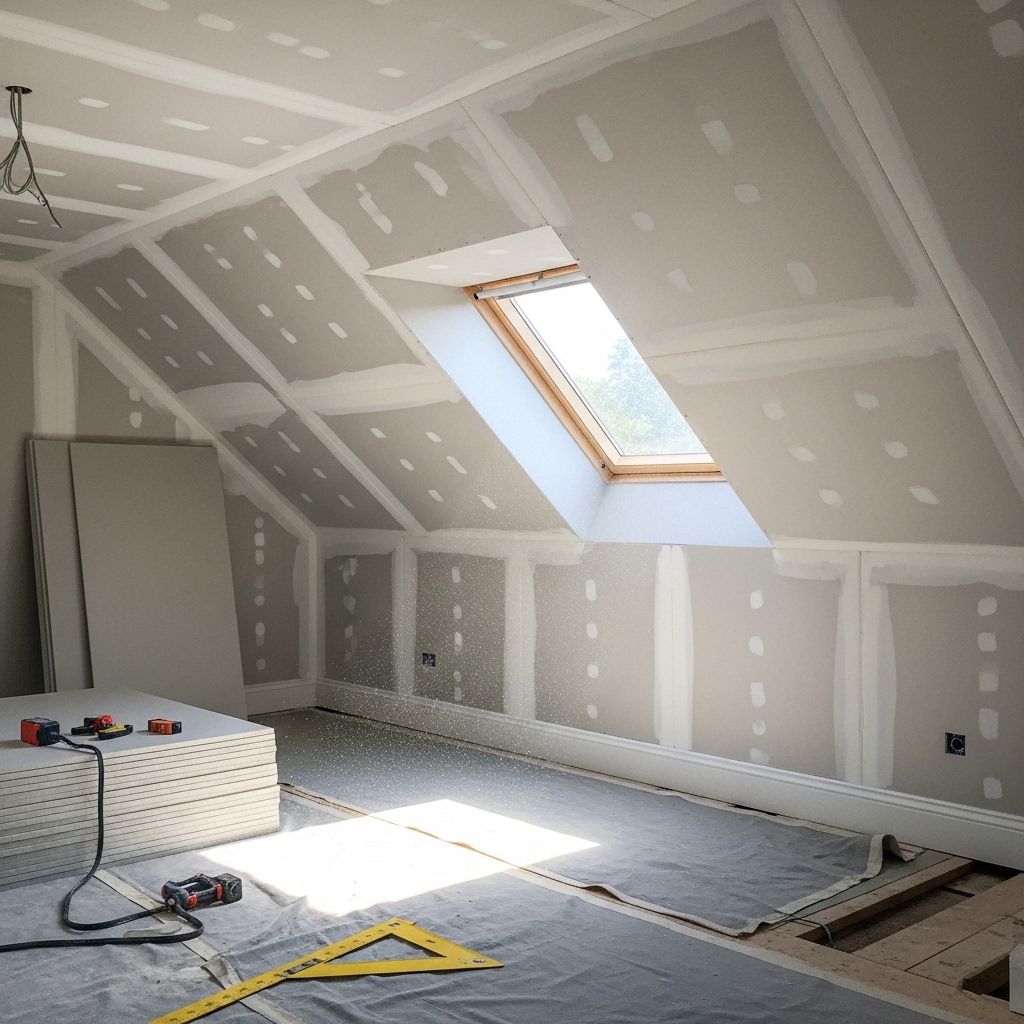 Trockenbau an schräger Wand mit Knauf-Systemen im Dachgeschoss