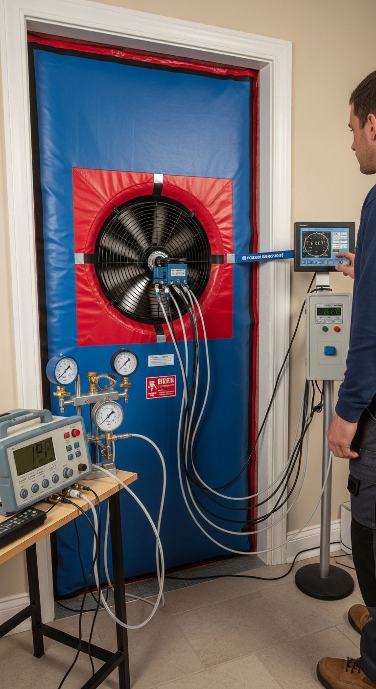 Undichtigkeit an Fensterdichtung während Blower-Door-Test sichtbar gemacht