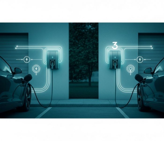 Wallbox zur Ladung eines Elektroautos in der heimischen Garage
